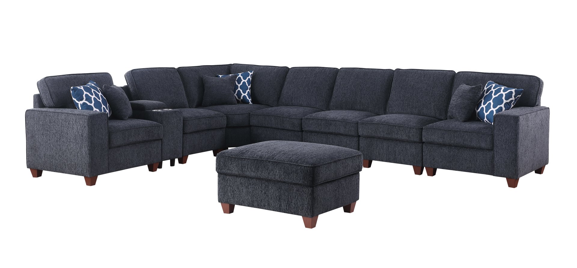 Lily - Sectional Sofa With Ottoman - Black - Image 7