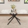 Luxurious Marble Patterned Tempered Glass Dining Table - White / Black - Image 4