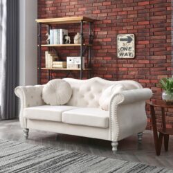 Elegant Flared Arm Loveseat - Ivory