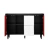 Sideboard Buffet Cabinet With Doors And Unique Panel Styling - Black / Red - Image 22