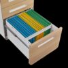 3 Drawer Mobile File Cabinet Under Desk Office, Simple Style Versatile Storage Cabinet For Legal / Letter / A4 Files, 5 Wheel Design Anti-Tilting Cold Rolled Steel Waterproof Moisture-Proof - White / Light Brown - Image 11