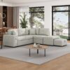 Sectional Sofa L-Shaped Sofa Couch Pull-Out Sofa Bed With A Movable Ottoman, Two USB Ports And Two Cup Holders For Living Room - Gray - Image 3