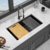 Kitchen Sink 30" X 19" Granite Composite Workstation Undermount Kitchen Sink - Black - Image 2