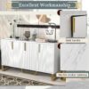 Modern Sideboard With Four Doors, Metal Handles & Legs And Adjustable Shelves Kitchen Cabinet - White - Image 5