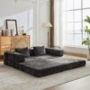 Convertible Floor Sofa Bed With Fixed Shape Frame, Loveseats Boneless Modular Sectional, For Living Room - Black - Image 5
