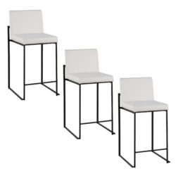 Fuji - Contemporary High Back Counter Stool (Set of 3) - Black / White