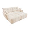 Cozy Plush 2 Seater Sofa Set With Ottomans And Throw Pillows - White - Image 16