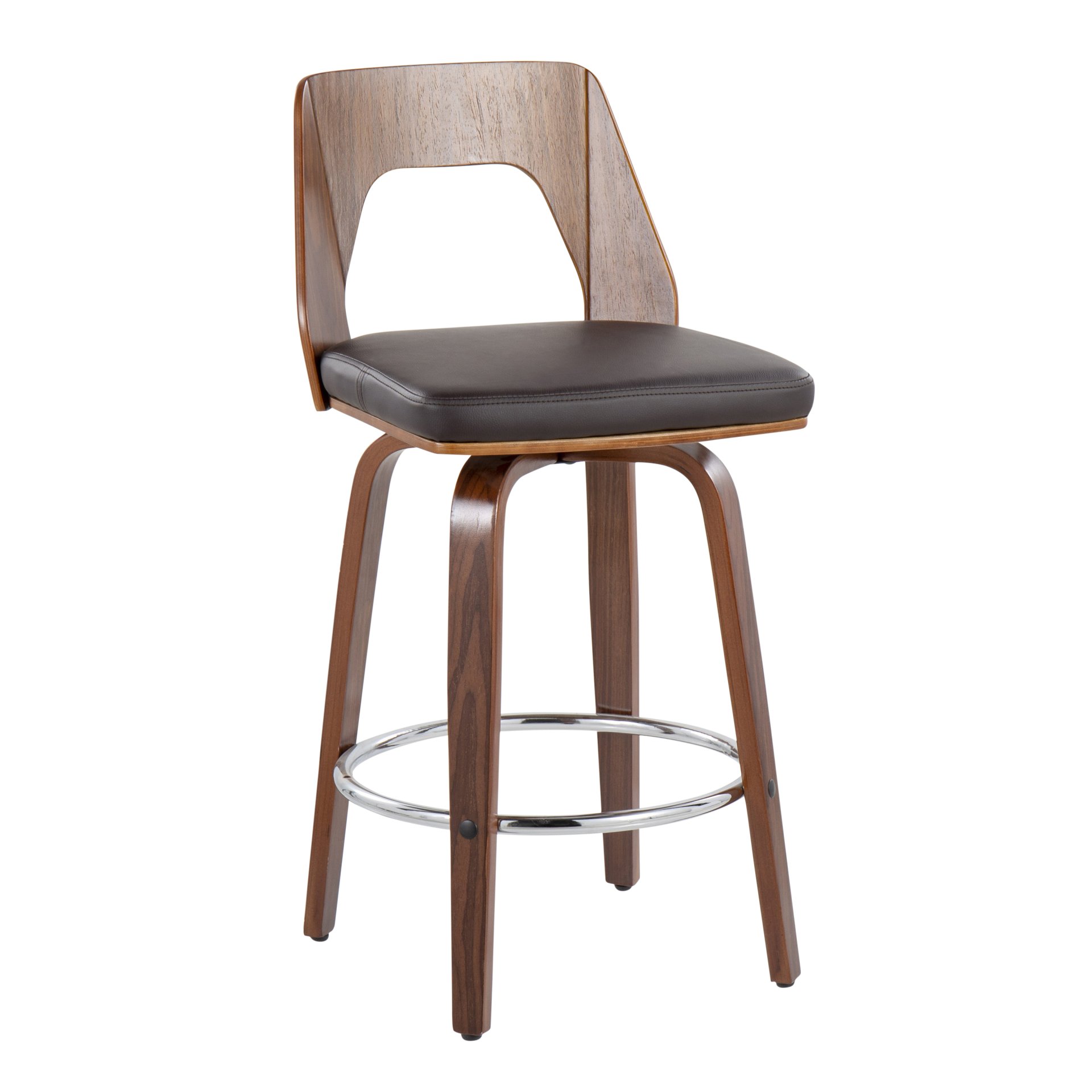 Trilogy - Mid-Century Modern Counter Stool (Set of 2) - Walnut / Brown - Image 2