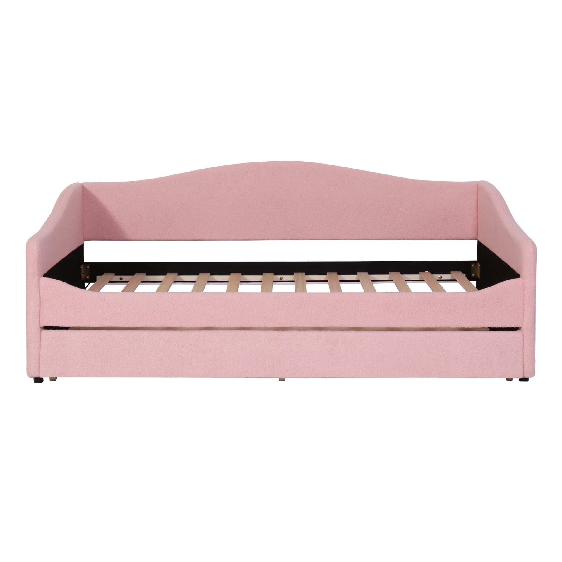 Twin Size Upholstered Daybed With Light And Trundle - Pink - Image 3