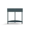 Boho Rattan Semi Circle End Table With Sliding Rattan Door, Elegant Entryway Console With Storage And Bottom Shelf - Antique Green - Image 18