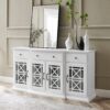 Classic Fretwork Detailed Glass Door Sideboard - White - Image 5