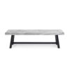 Tranquilizer - Outdoor Acacia Wood Bench With Slat Panel Design - Sandblasted Light Gray / Black - Image 4