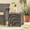 Puerta - Modern Accent Table With Durable Wicker - Dark Brown - Image 2