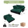 Modern Convertible Sleeper Sofa Bed With Pull Out Queen Design, Side Storage & Thick Cushions Chenille Loveseat For Living Room Or Bedroom 3 In 1 Function - Green - Image 7
