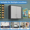 Metal Wall Mounted Tool Storage Cabinet With Locking Door, Adjustable Shelf, Metal - Silver - Image 8