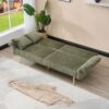 Modern Corduroy Sofa Bed, Foldable Double Sofa With Armrests - Green - Image 5