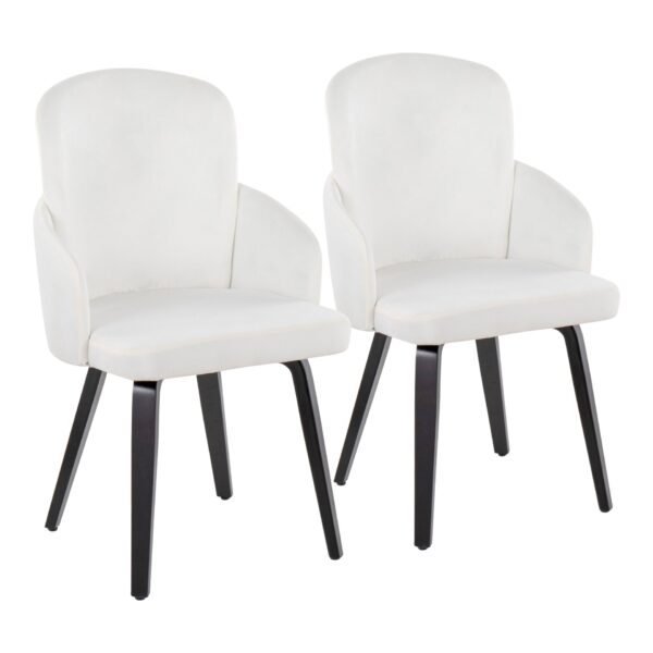 Dahlia - Contemporary Dining Chair (Set of 2) - Black / Cream - Velvet