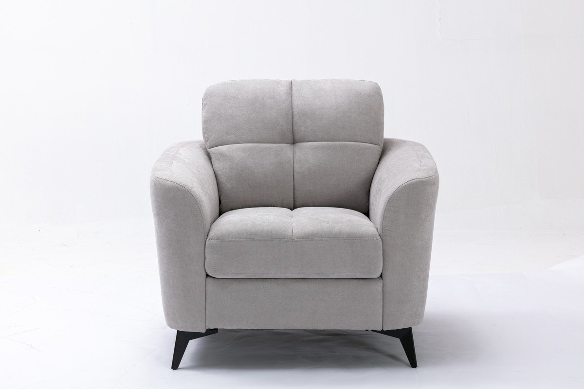 Callie - Woven Fabric Living Room Sofa, Loveseat, Chair (Set of 3) - Light Gray - Image 11