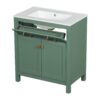 Bathroom Vanity With Ceramic Sink, Modern Single Bathroom Cabinet With 2 Doors And A Shelf, Soft Close Doors - Green - Image 13