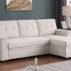 Lucca II - Woven Fabric Reversible Sleeper Sectional Sofa With Storage Chaise and Pocket Coil Seating - Beige - Image 7