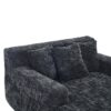 Chenille Interior Lazy Sofa Chaise Lounge Armchair With 3 Pillows And Armrests, Soft Chenille - Black - Image 17