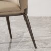 Modern Dining Chair (Set of 2) With Unique Backrest Design Leather - Beige / Black - Image 11