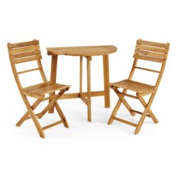 Outdoor 3 Piece Half Round Folding Bistro Set - Natural
