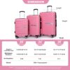 Hardshell Suitcase Double Spinner Wheels Pp Luggage Sets Lightweight Durable Suitcase With Tsa Lock, 3 Piece Set (20/24/28) - Pink - Image 3