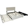 Queen Bed With Pull Out Trundle & Storage Drawers, No Box Spring Required, Space Saving Design - Beige - Image 5
