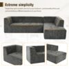 Modular Combination Living Room Sofa Set, Modern Minimalist Sofa, Living Room Upholstered Sofa Bed, Bedroom, 2 Pieces Computer Free Combination, L - Shaped - Black Gray - Image 7