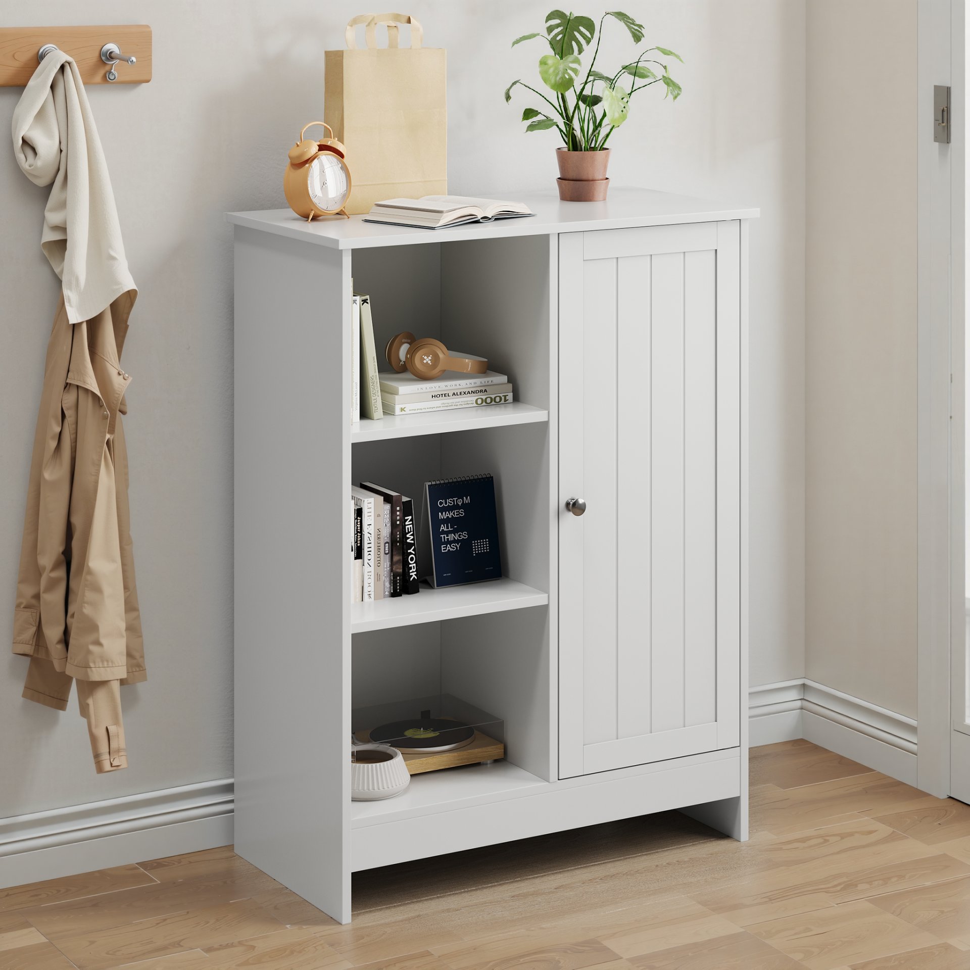 Classic Freestanding Bathroom And Kitchen Storage Cabinet With Adjustable Shelves - White - Image 8
