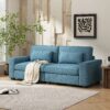 Modern Fabric Sofa With Plush Cushions, Sleek Arm Design, Sturdy Solid Wood Frame - Blue - Image 2