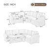 Modern L Shaped Sectional Sofa Bed With Hidden Storage Chenille Upholstery - Black - Image 3