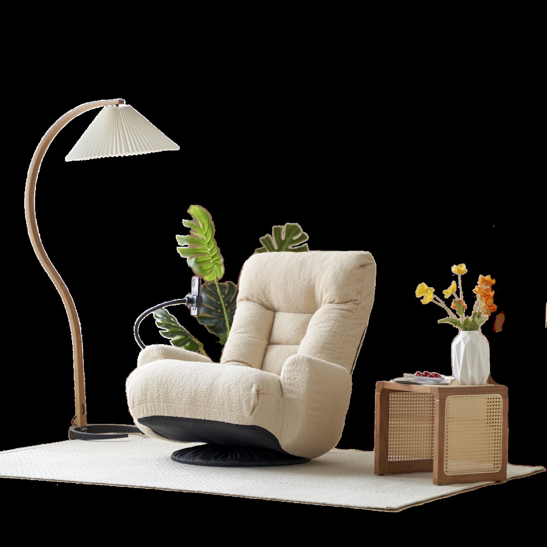 Adjustable Swivel Lounge Chair With 360 Degree Rotating Seat And Headrest Support, Leisure Chair Deck Chair Game Chair For Living Room - Beige - Image 8
