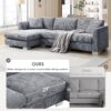 Modern Cloud Sectional Sofa L Shaped Luxury Couch Set With 2 Free Pillows 4 Seat With Oversized Chaise - Gray - Image 20