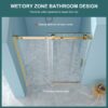 Single Slide Shower Door With 8Mm Tempered Glass And Stainless Steel Frame - Gold - Image 8