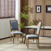 French Country Dining Chairs (Set of 2) Elegant Cane Backrest & Upholstered Seats With Fluted Legs And Weathered - Slate Blue - Image 4