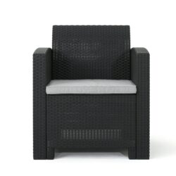 Outdoor Rattan Wicker Club Chair With Water Resistance - Gray