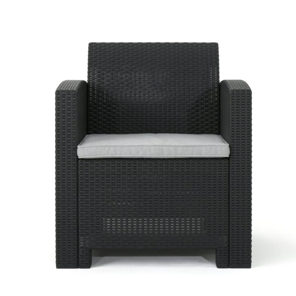 Outdoor Rattan Wicker Club Chair With Water Resistance - Gray