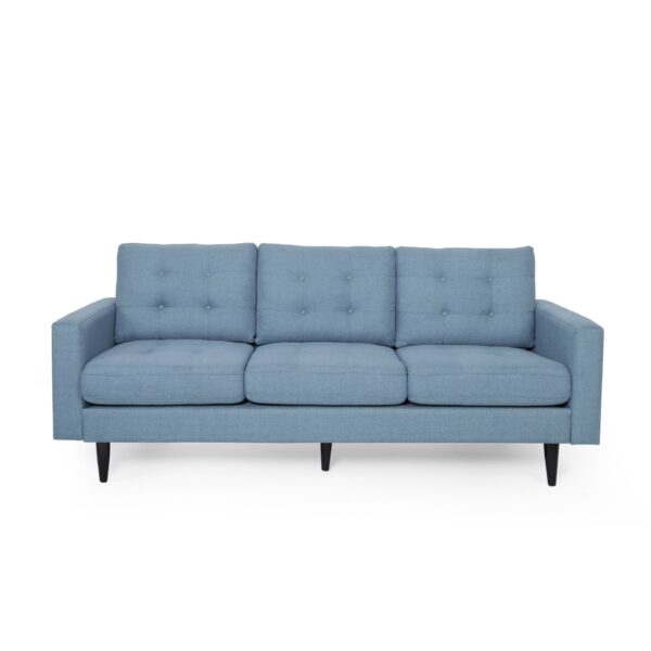 Jenny - Contemporary Tufted Fabric 3 Seater Sofa - Blue