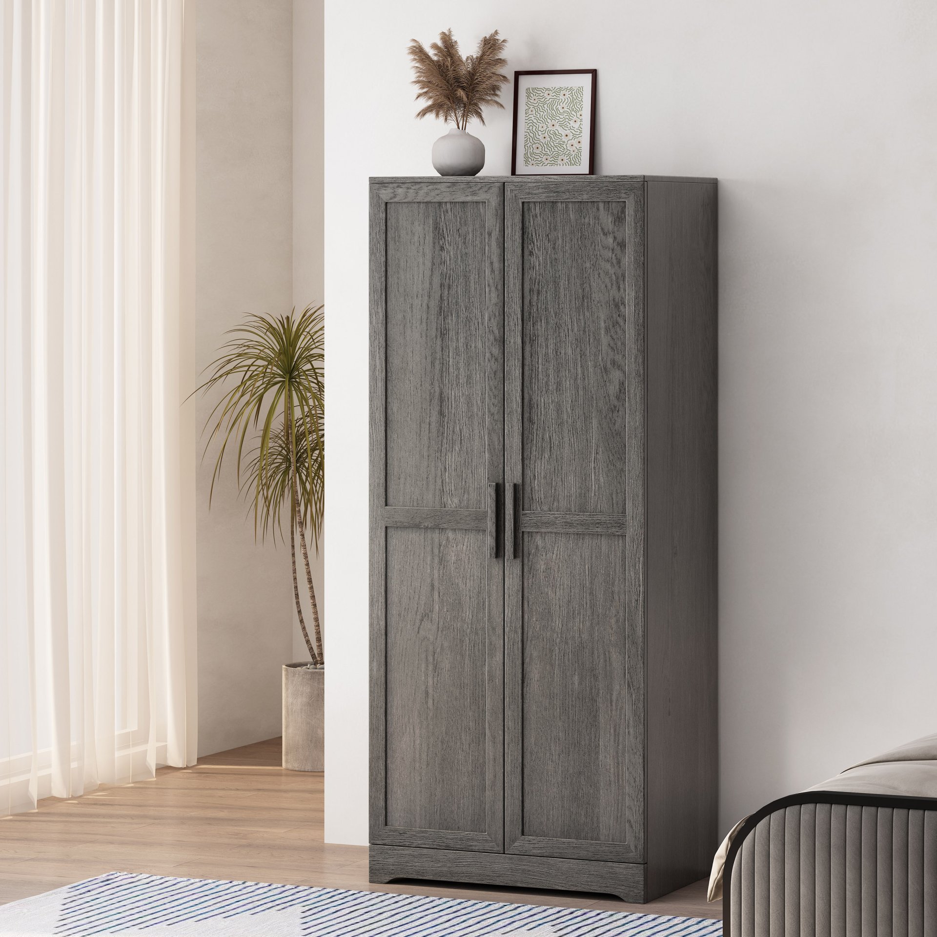 Danbury - Wood Wardrobe - Gray - Image 2