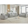 Cozy Upholstered Sofa Set Oversized Comfy Cloud Sofa Double Cushion Sofa Group Plush Cushion Sofa Couch For Living Room - Light Gray - Image 8