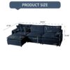 Modular Sectional Sofa, Oversized Deep Seat L Shaped Couch Set With Movable Ottoman, Chenille - Blue - Image 19