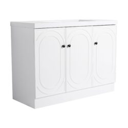 Contemporary Freestanding Bathroom Vanity With Resin Sink & Soft Close Cabinet Doors - White