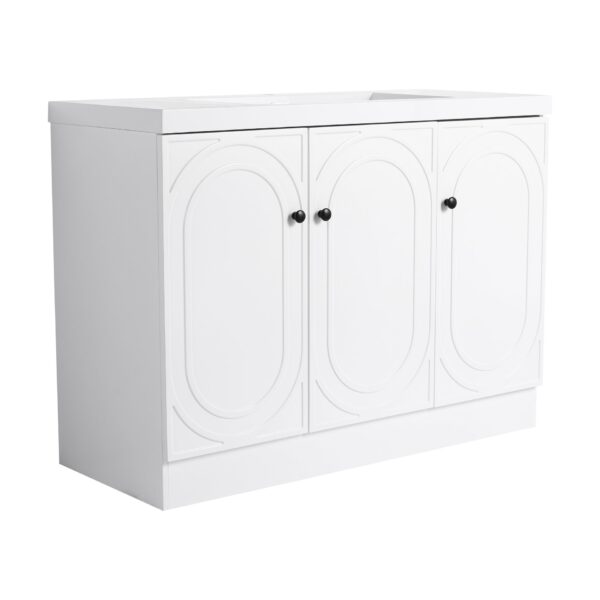 Contemporary Freestanding Bathroom Vanity With Resin Sink & Soft Close Cabinet Doors - White