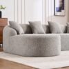 Compression Sofa: Combining Chaise Longue With 3 Seater, Wood Grain Chenille Fabric, Full Sponge Compression Sofa, Combined Sofa With 4 Pillows For Living / Home Furniture / Apartment - Gray - Image 18