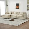 Modular Ottoman - Style Deep Seat Chenille Sofa With Cushions - Off White - Image 4