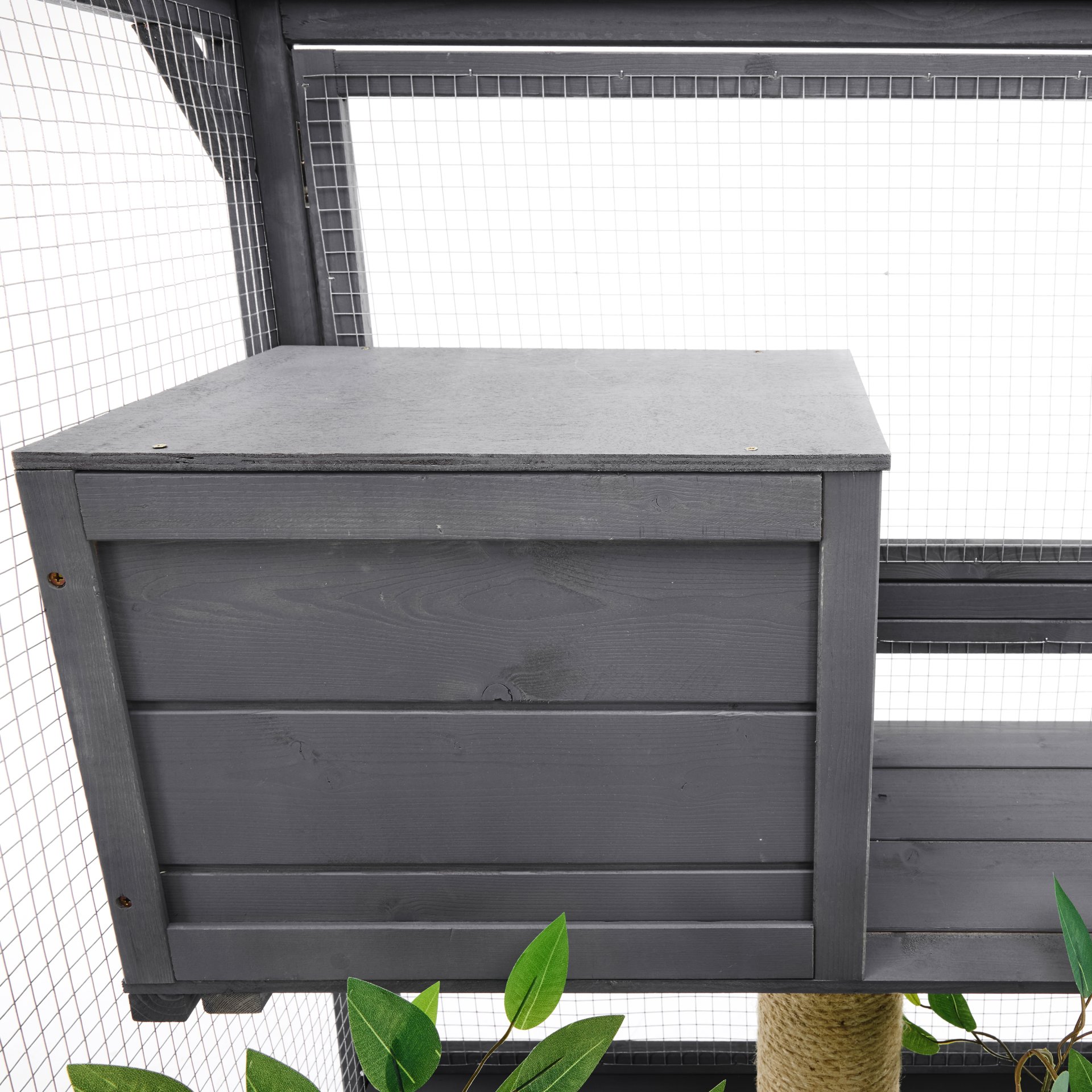 Outdoor Diy Cat House Catio With Double Enter Doors, Platforms, And Condos - Dark Gray - Image 23