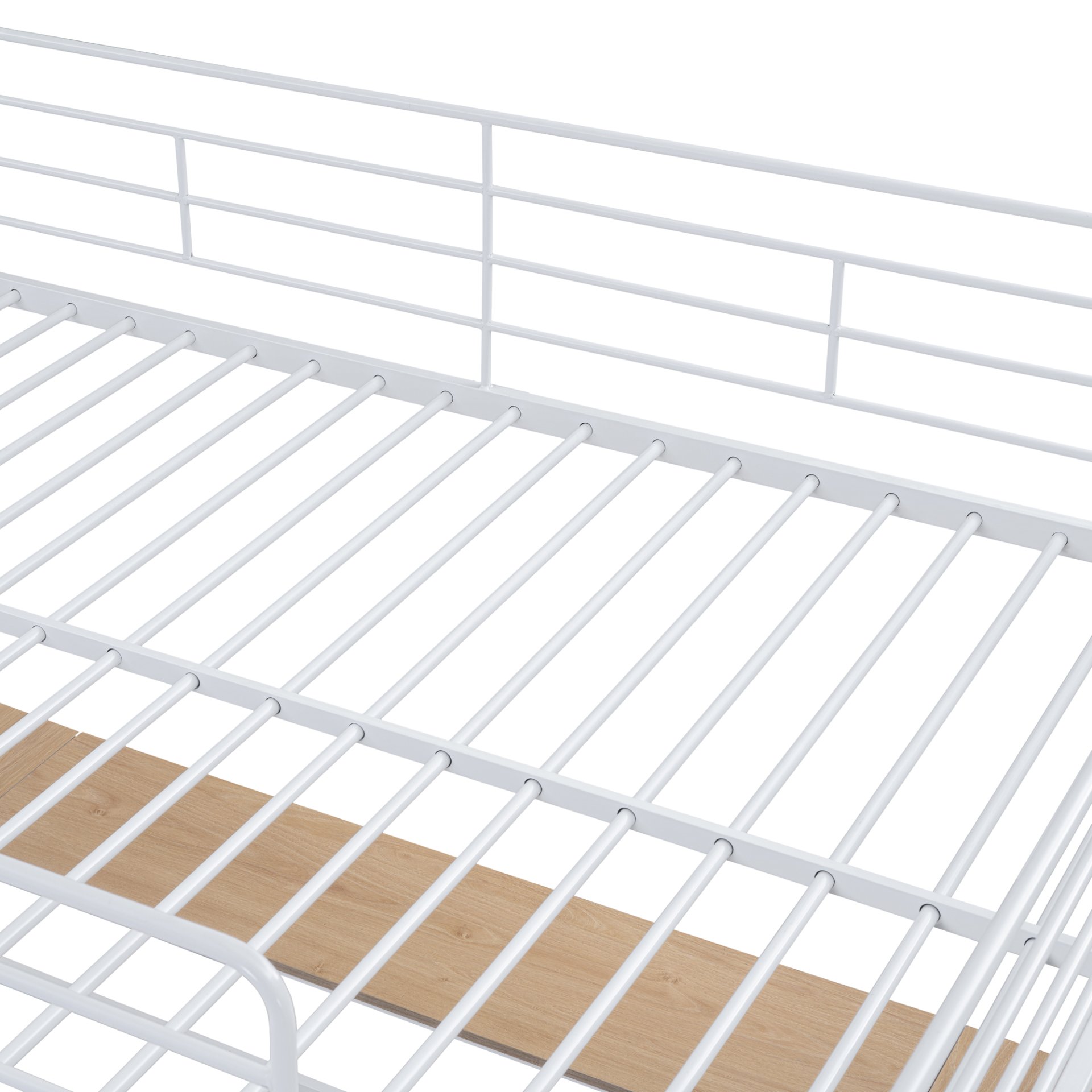 Full Size Loft Bed With 3 Layers Of Shelves And L-Shaped Desk - White - Image 12