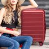 Set 3 Pieces 20" / 24" / 28" Abs Spinner Wheel Luggage, Matching Color, With Combination Lock - Wine Red - Image 6
